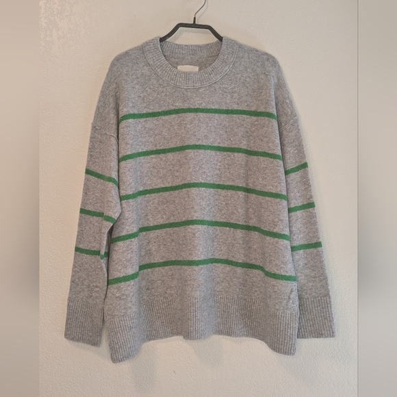 Aerie Gray and Green Striped Sweater - Picture 3 of 8